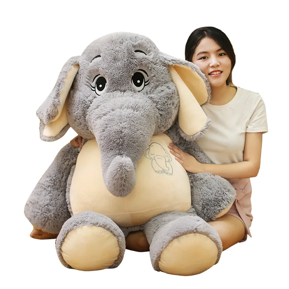 

1PC Giant plush Elephant toys Grey Stuffed Big flappy ears Long plush elephant Animal toys for Kids Christmas gift for Children