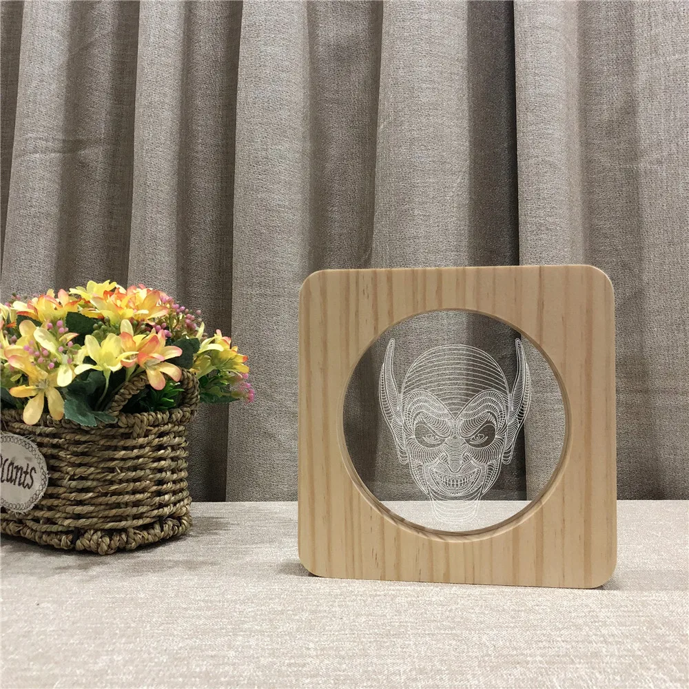 

Joker Ghost Face 3D LED Arylic Wooden Night Lamp Table Light Switch Control Carving Lamp for Children's Back School Decor Gift