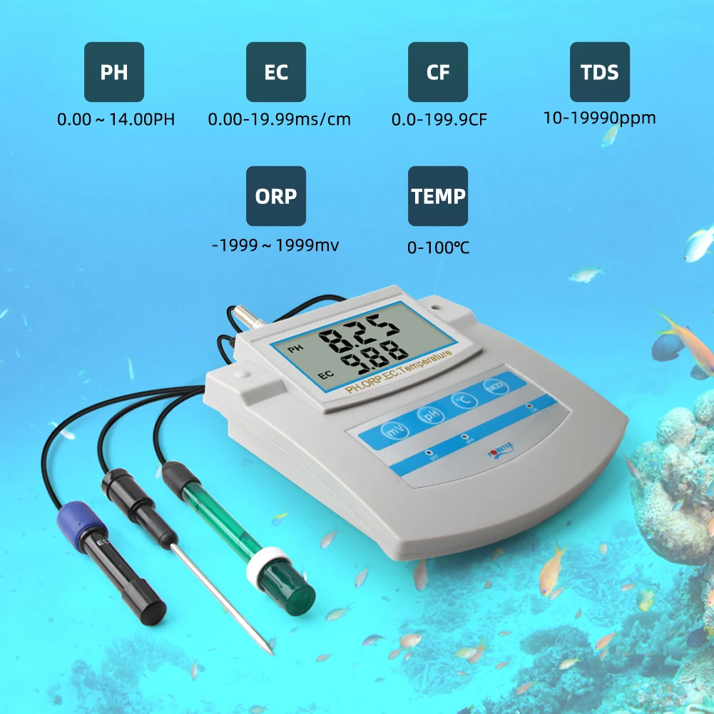 Yieryi 6 в 1 монитор качества воды PH ORP TDS EC CF измеритель температуры Настольный для