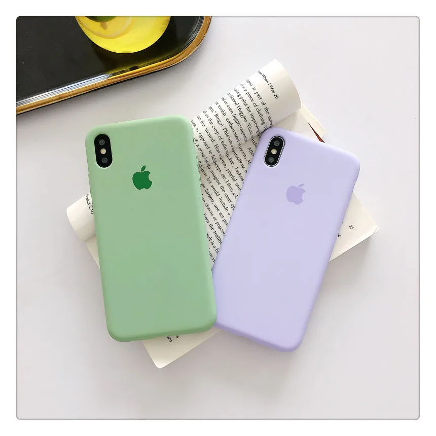 Жидкий силиконовый чехол для телефона iPhone 6S 7 8Plus X XR XS Max i11 Pro max мягкий карамельный