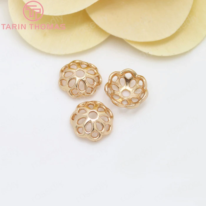 10 шт. 11 мм 24K Шампань золото Цвет с латунным покрытием Цветок для бисероплетения