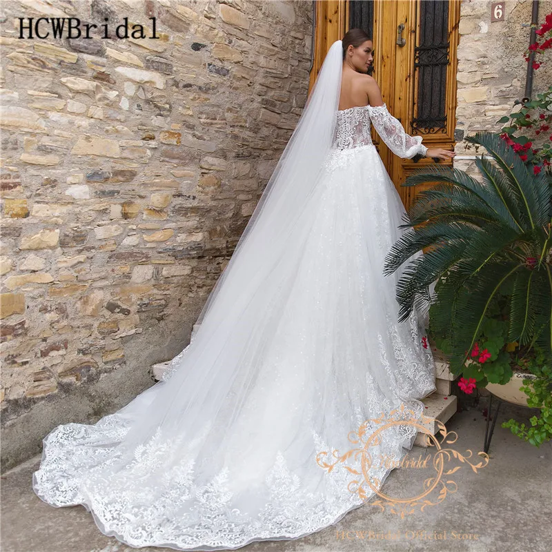Роскошные кружевные свадебные платья Дубая с длинной вуалью Новое поступление