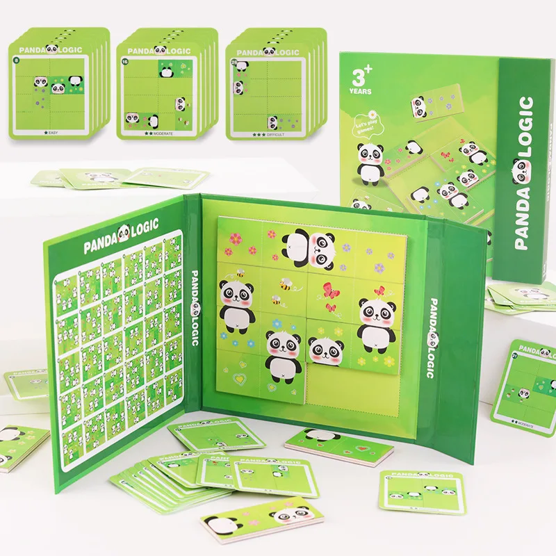 

Magnetic Montessori Panda Wooden Blocks Portable Logical Thinking Concentration Magnetic Book Interaction Toy