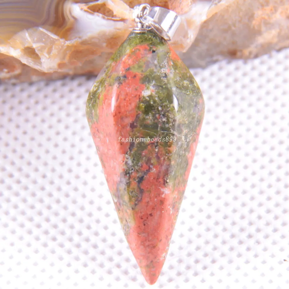 Подвеска для мужчин женщин натуральный камень унакит эпидот рейки пирамида