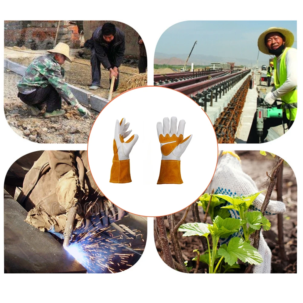 

Anti Slip Gardening Gloves Breathable Protective Gloves Sheepskin Work Gloves Durable Waterproof Welder Protective Gloves