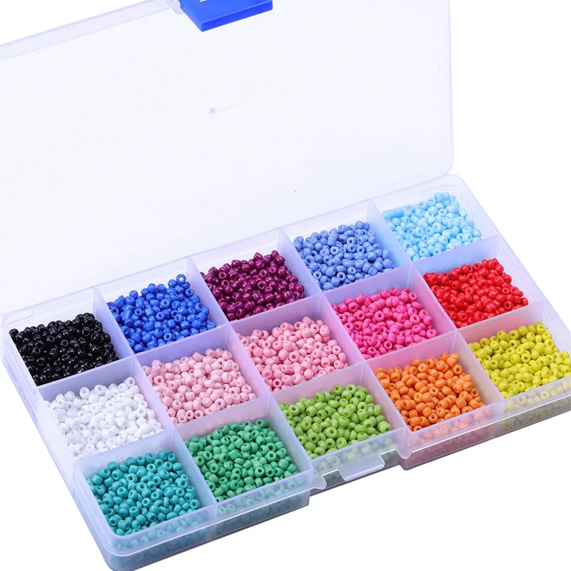 

m Glass Rice Beads 15 Boxes Box Combination DIY Beaded Fish Line Lobster Buckle 7500 Pieces