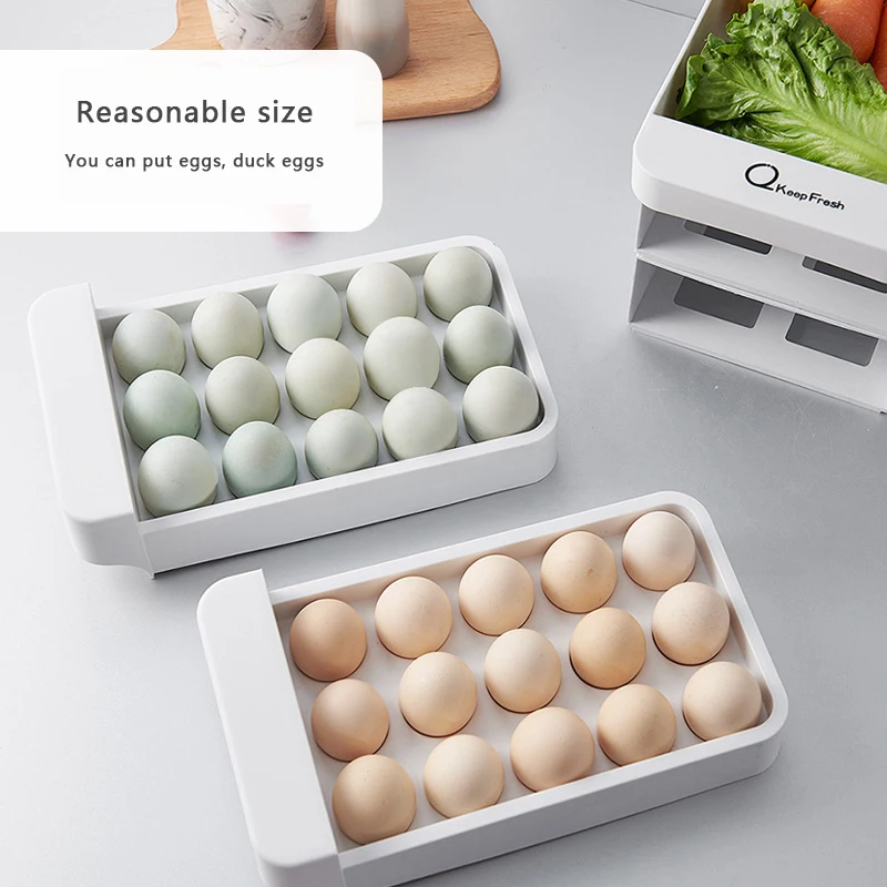 

Kitchen refrigerator three-layer drawer type egg storage box divided multi-layer egg storage box storage box storage box
