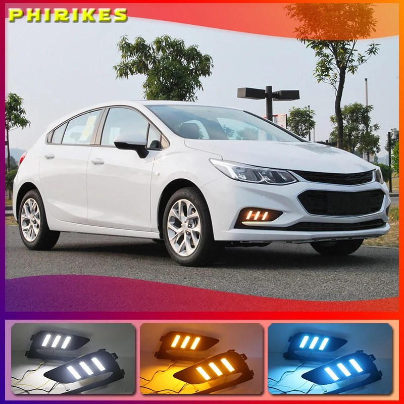 2 шт. Светодиодный дневной светильник для Chevrolet Cruze 2016 2017 2018 динамический желтый