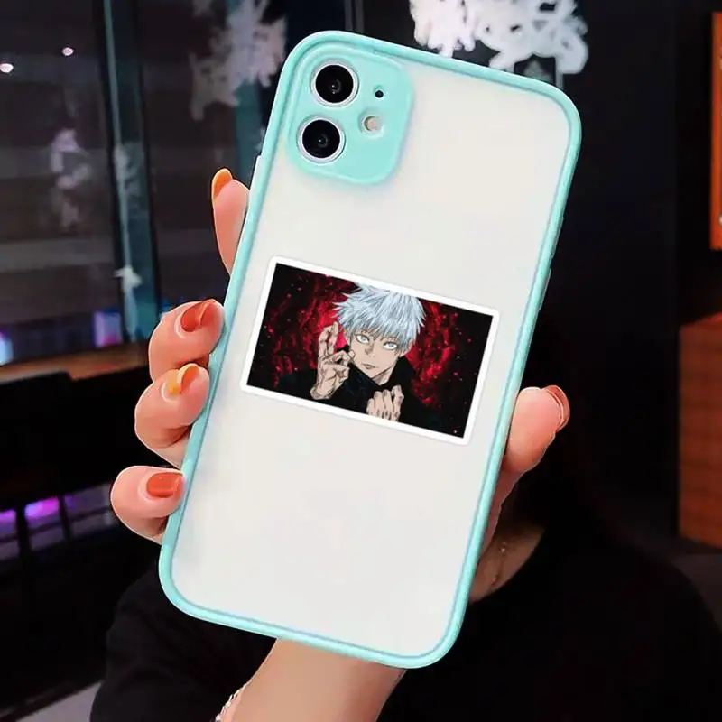 

Hot Anime Jujutsu Kaisen Phone Case For iPhone 12 11 Mini Pro XR XS Max 7 8 Plus X Matte transparent blue Back Cover