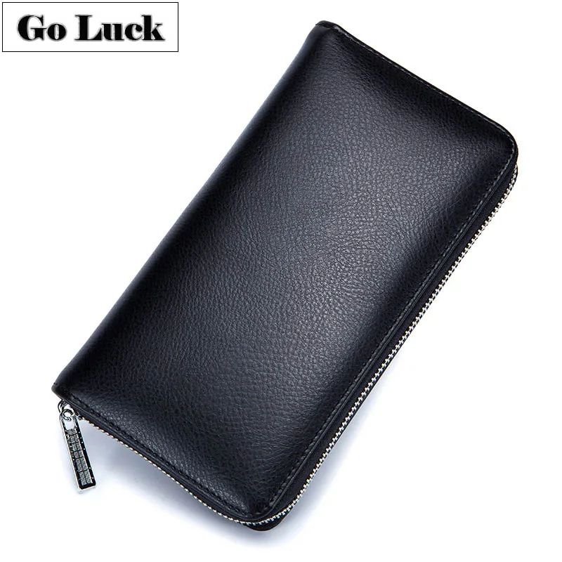 Бренд GO-LUCK, натуральная кожа, RFID, 36 бит, кредитный ID держатель для карт, кошелек, мужской, длинный, для сотового телефона, клатч, кошельки, Женский кошелек на молнии