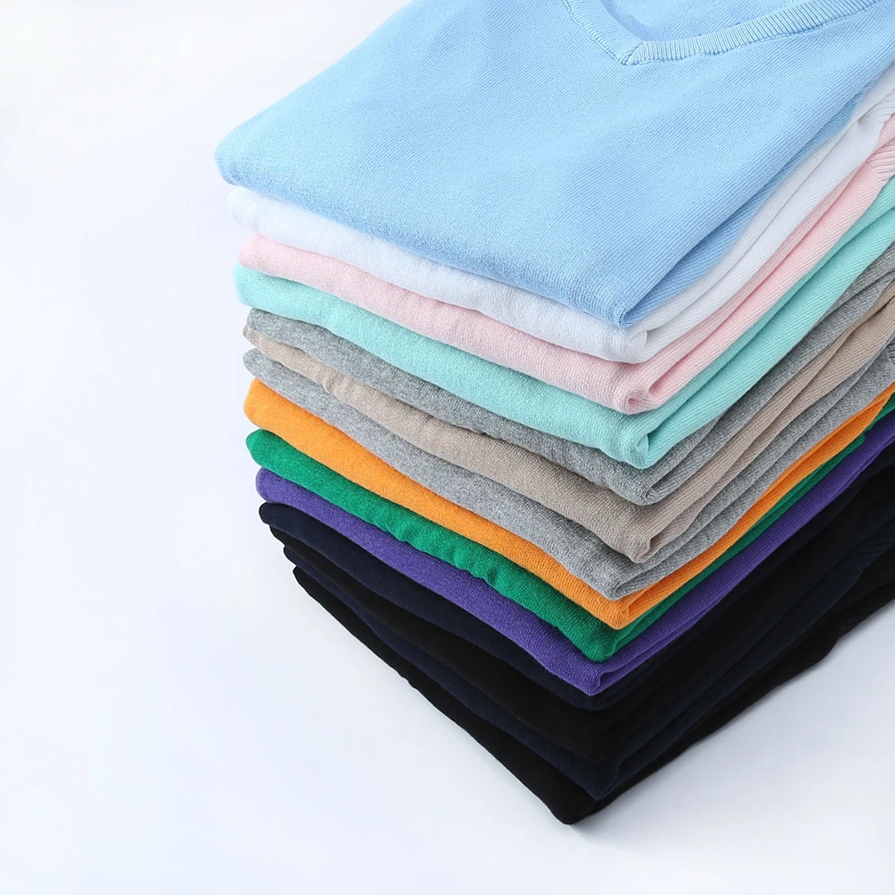 Мужской вязаный свитер с длинным рукавом брендовый Однотонный из 100% хлопка