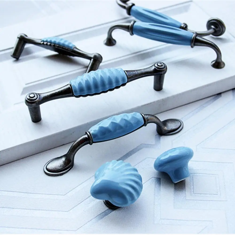 Средиземноморская керамическая ручка Синий Европейский пасторальный ящик одно