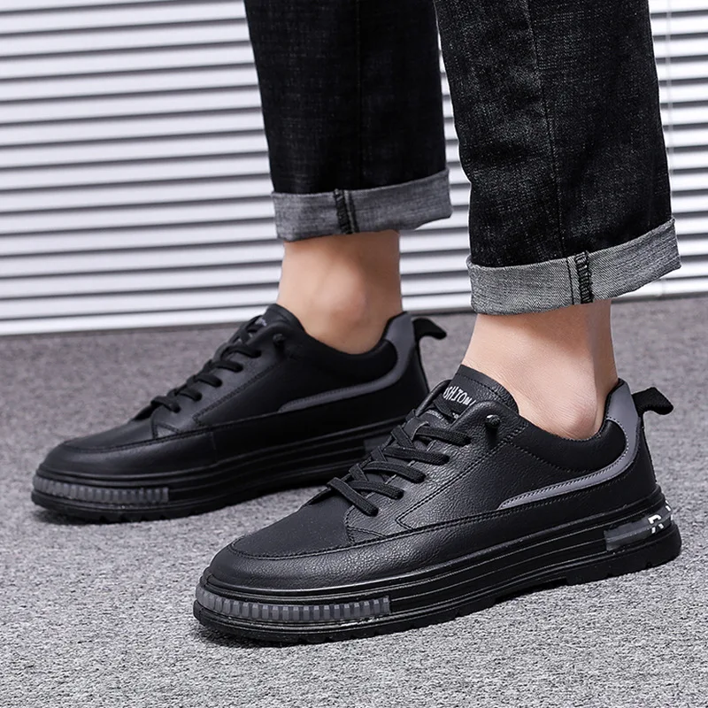 

2022 New Arrival Men's Vulcanized Shoes Non Slip Comfort Zapatos De Hombre PU Leather Outdoor Walking Shoes Waterproof Leisure