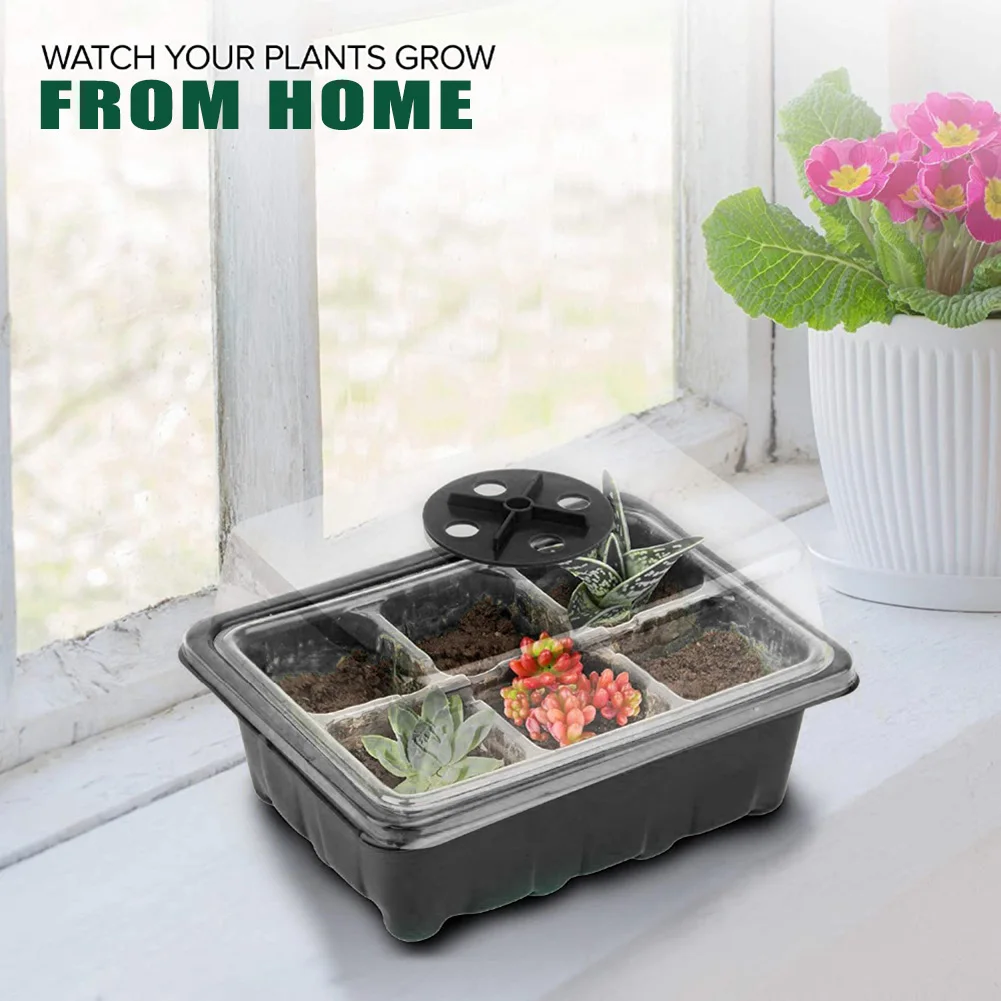 

10pcs Seedling Starter Germination Nursery Box 12 Hole Plant Seed Grows Propagation Tray Family Gardening Yard Accessories