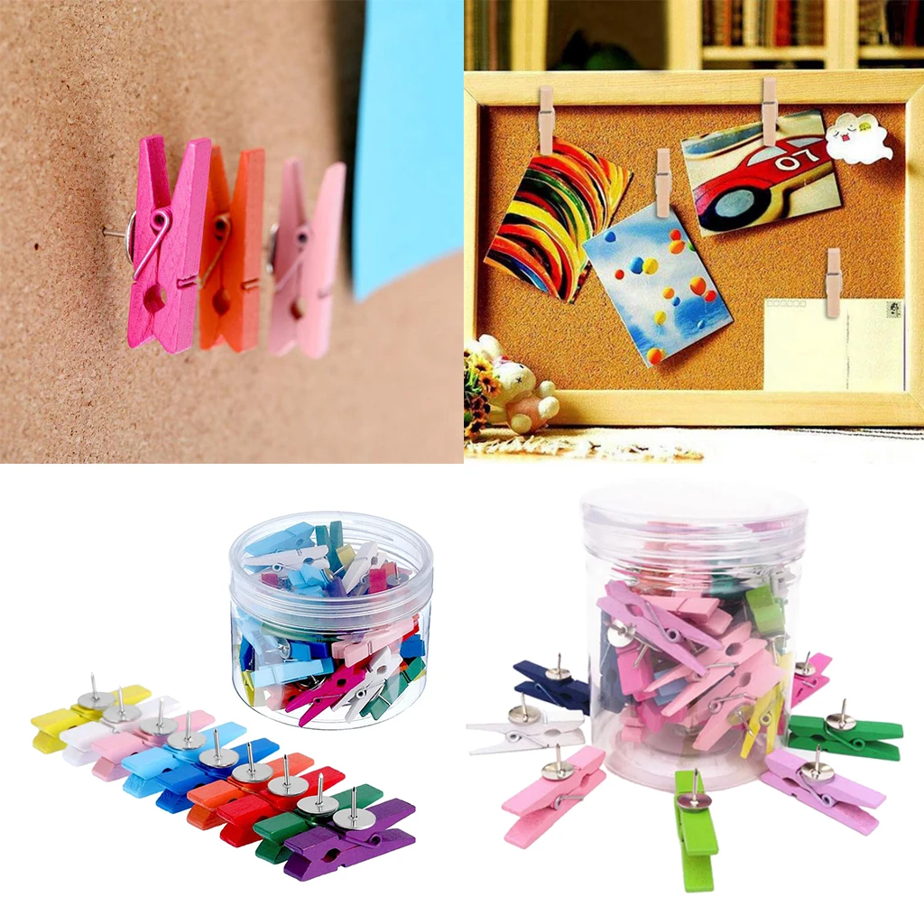 

20/30/50x Mini Wooden Photo Paper Peg Scrapbooking Clothespin Clips Thumb Tacks