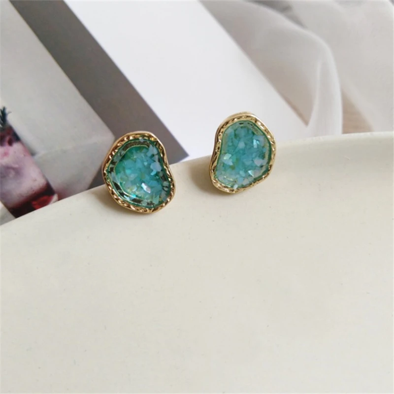 

Irregular geometrical stud earrings small pure and fresh and green earrings everyday wear earrings students