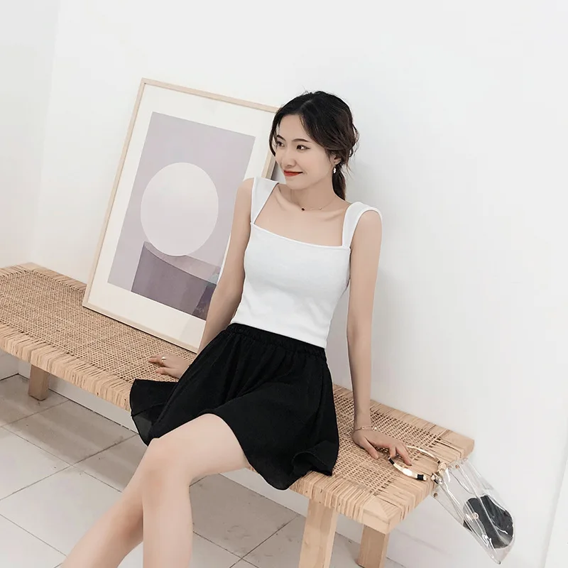 Женские шорты размера плюс Летние повседневные черные шифоновые большого