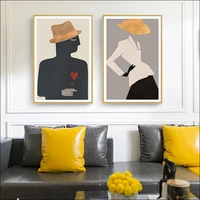 abstract character poster canvas painting with hat lover printing picture corridor mural decoration wall poster