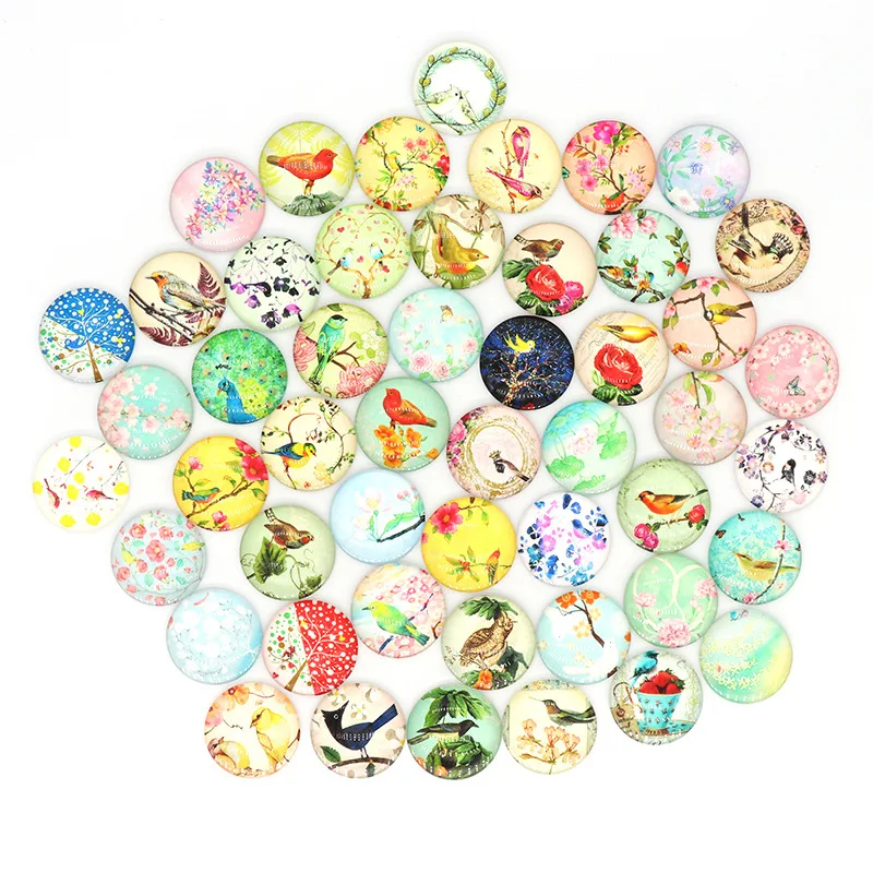 

Mixed Mosaic Tiles Package flower bird Stepping Stone Glass Half Cabochons Round Crafts Glass Mosaic Marbless for Jewelry Making