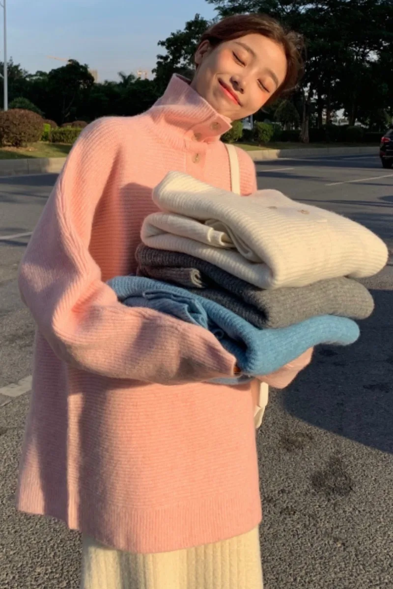 

Women's Mid-Length Turtleneck Sweater Loose Outer Wear Autumn and Winter 2020 New Pullover Top