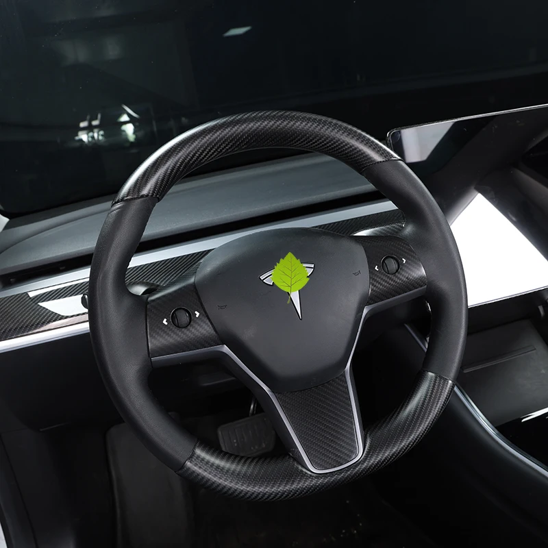 Защитный чехол на руль из настоящего углеродного волокна наклейки для Tesla Model 3 2021