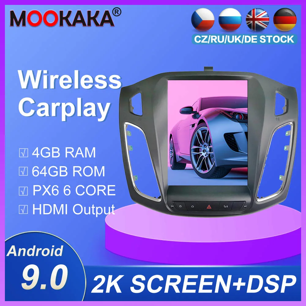 Автомобильный мультимедийный видеоплеер с сенсорным экраном Tesla Style Android 9 0 для Ford