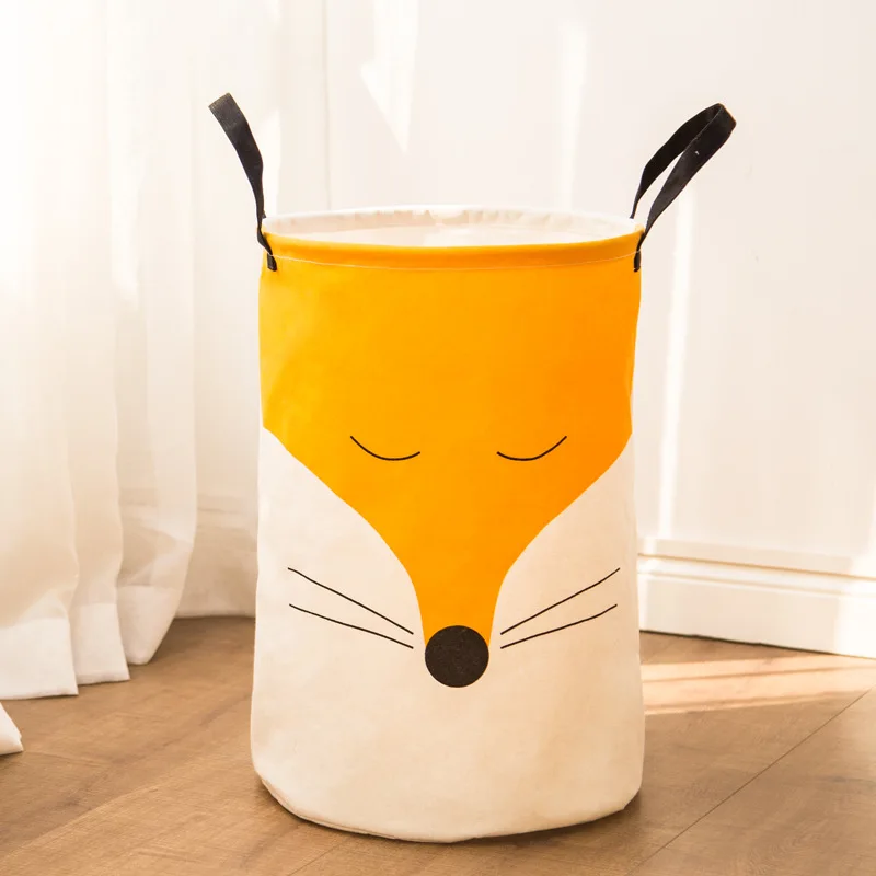 Super Large Laundry Basket Waterproof Kids Toy Clothes Organizer Storage Portable Folding Bathroom Sundrie Picnic Fox Bin | Дом и сад