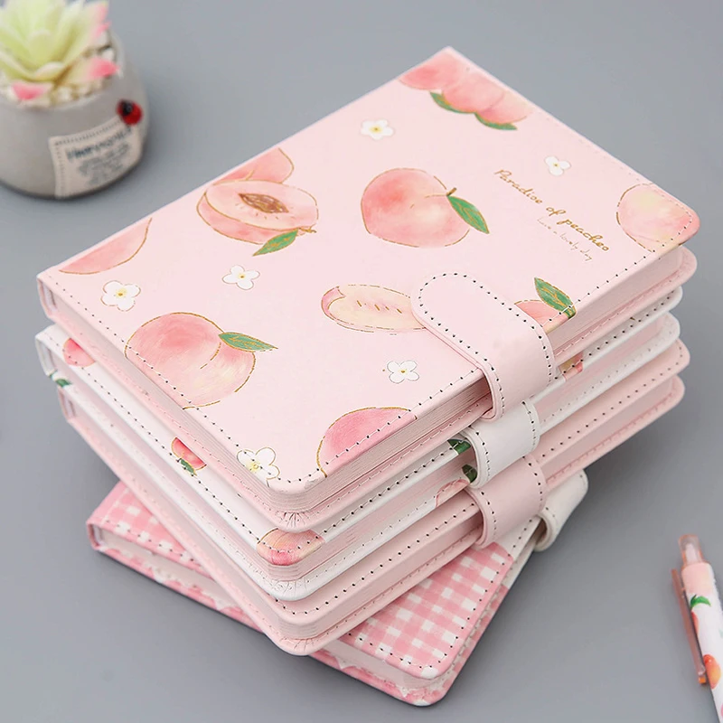 

Kawaii Peach Notebook PU Cute Fashion Fruit Journal Handbook Diary Agenda Planner School Supplies Gift