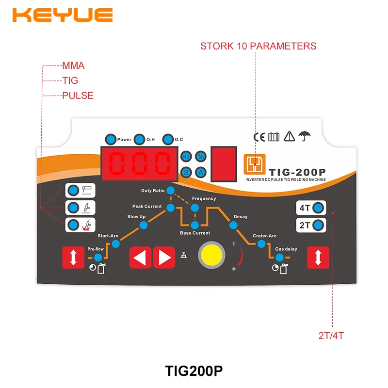 KEYUE TIG 200P Портативный однофазный 220V Инвертор постоянного тока импульсный IGBT