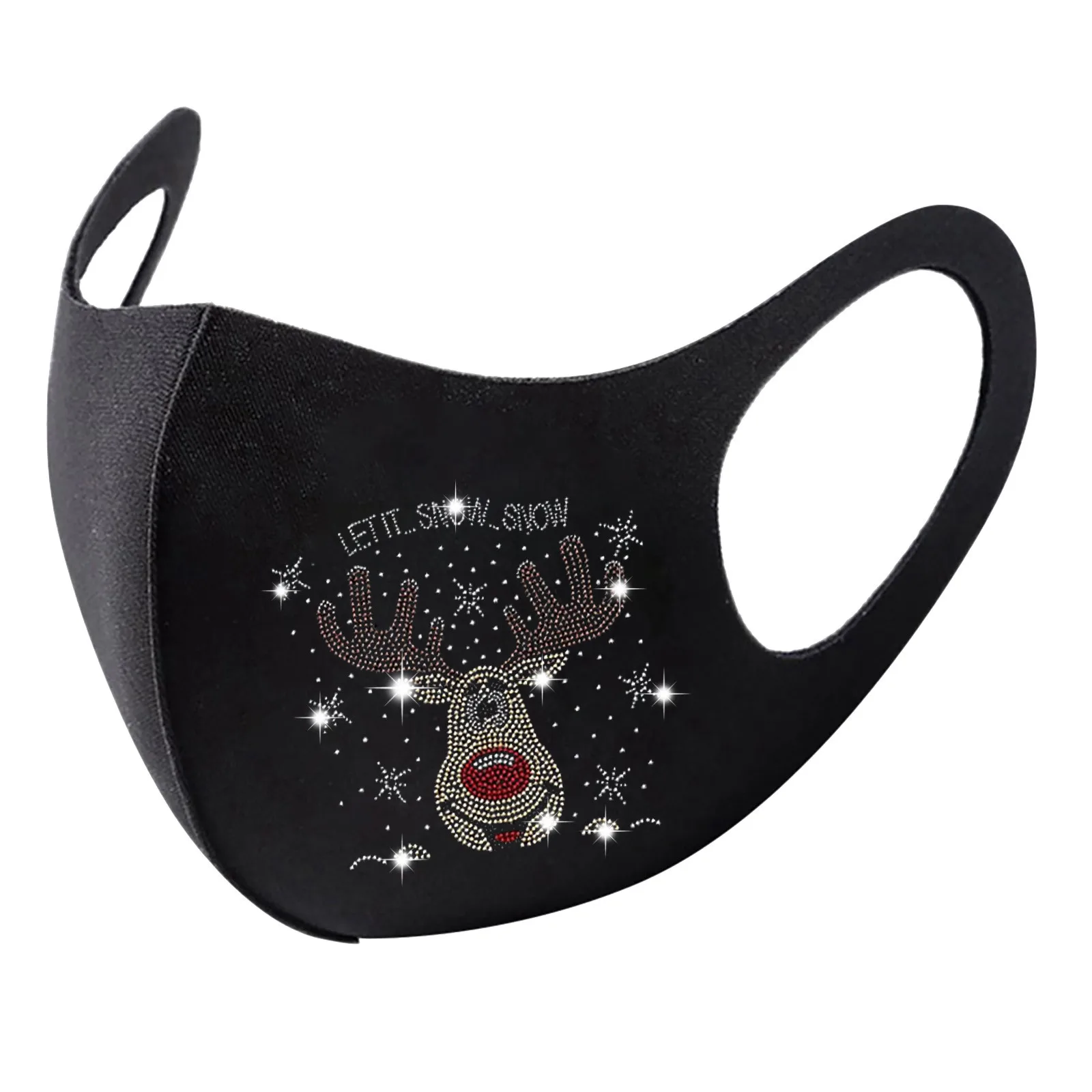 

1pc Breathable Unisex Adult Black Mask Women Washable Fashionable Hot Diamond Printing Outdoor Dustproof Face Mask Mascarillas