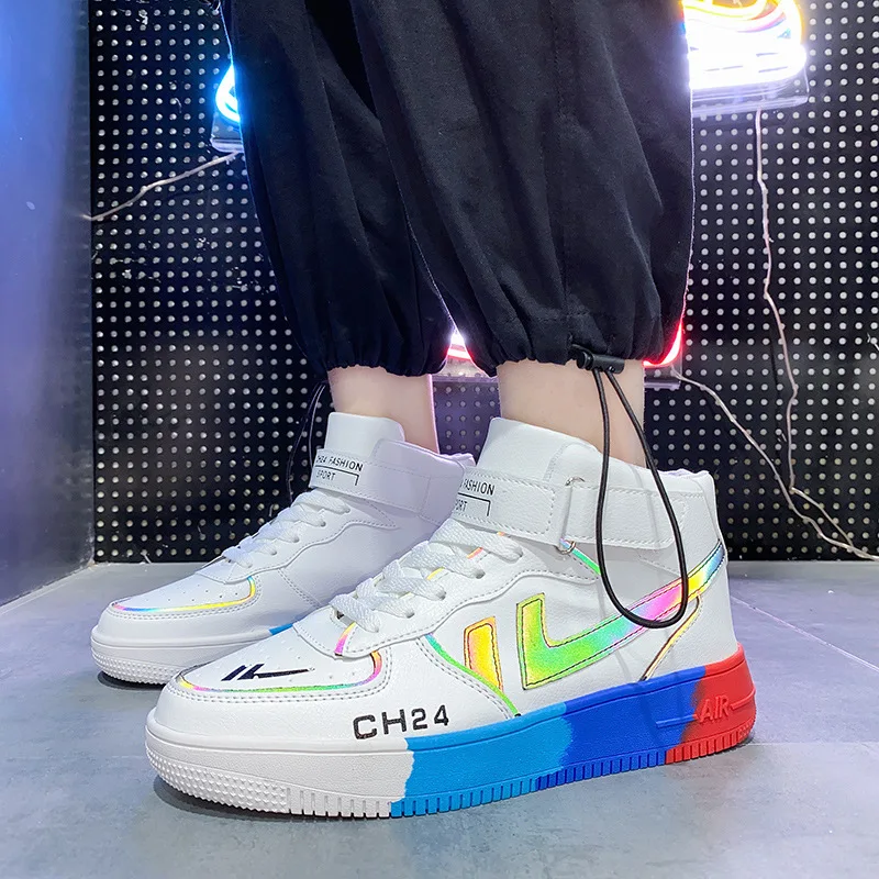 

Мужские высокие кроссовки из искусственной кожи, Спортивная повседневная обувь, брендовые Дизайнерские кроссовки, весна-осень 2020