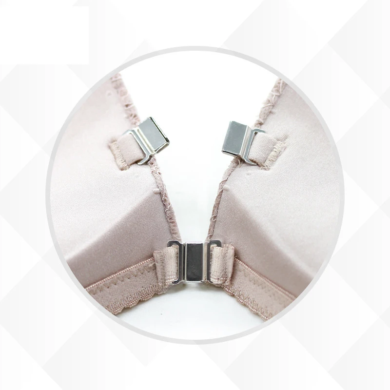 

Elovegirl Front Buckle Sexy Lace Women's Underwear Soft Steel Ring Wedding Dress Bra 1/2 Cup Small Chest Gathered Push Up Bra