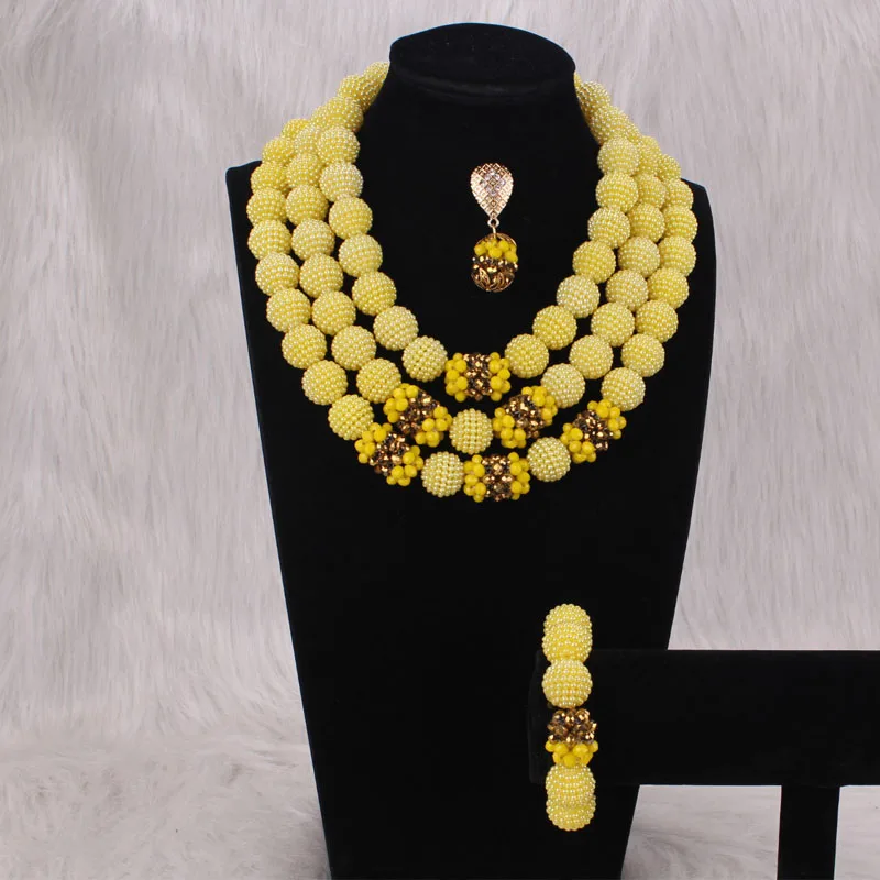 Дудо Африканский свадебный набор ювелирных изделий Бриджит для нигерийских женщин 3 слоя акриловых шаров и ручные хрустальные аксессуары Новый на.