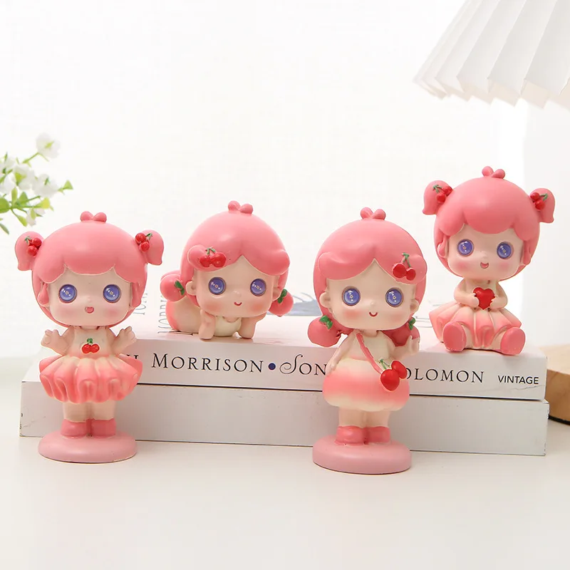 

Pink and Lovely Cherry Girl Resin Crafts Highlight Students' Personality Gift Cake Decorations Fashion Car Ornaments