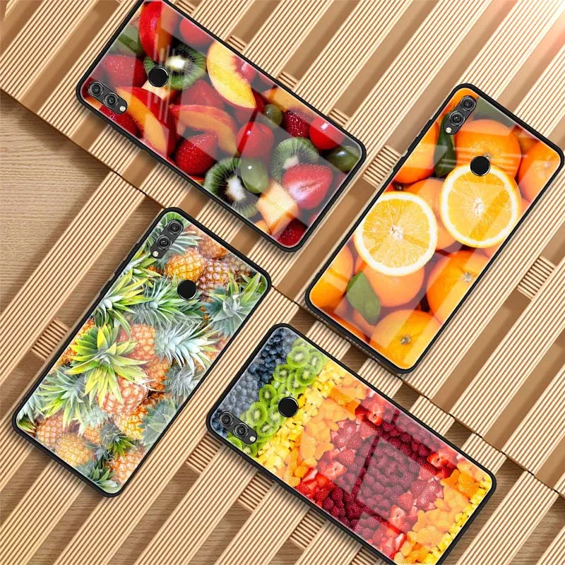 Прозрачный чехол из закаленного стекла с фруктами для Huawei P20 P30 lite PRO MATE 20 Honor