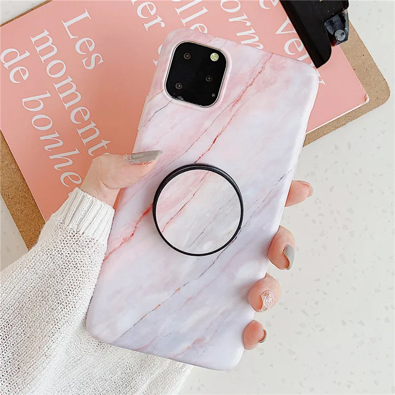0904 6 COOLY мраморный чехол для huawei P30 Pro P20 Lite чехол для iphone 11 Pro Max телефон Coque на силиконовый чехол розовый белый Держатель подставка - Цвет: 0904 6