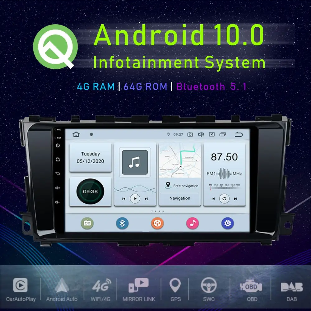 JSTMAX 9" Android 10.0 Car GPS Player For Nissan Altima Teana 2013-2017 Multimedia Radio | Автомобили и мотоциклы