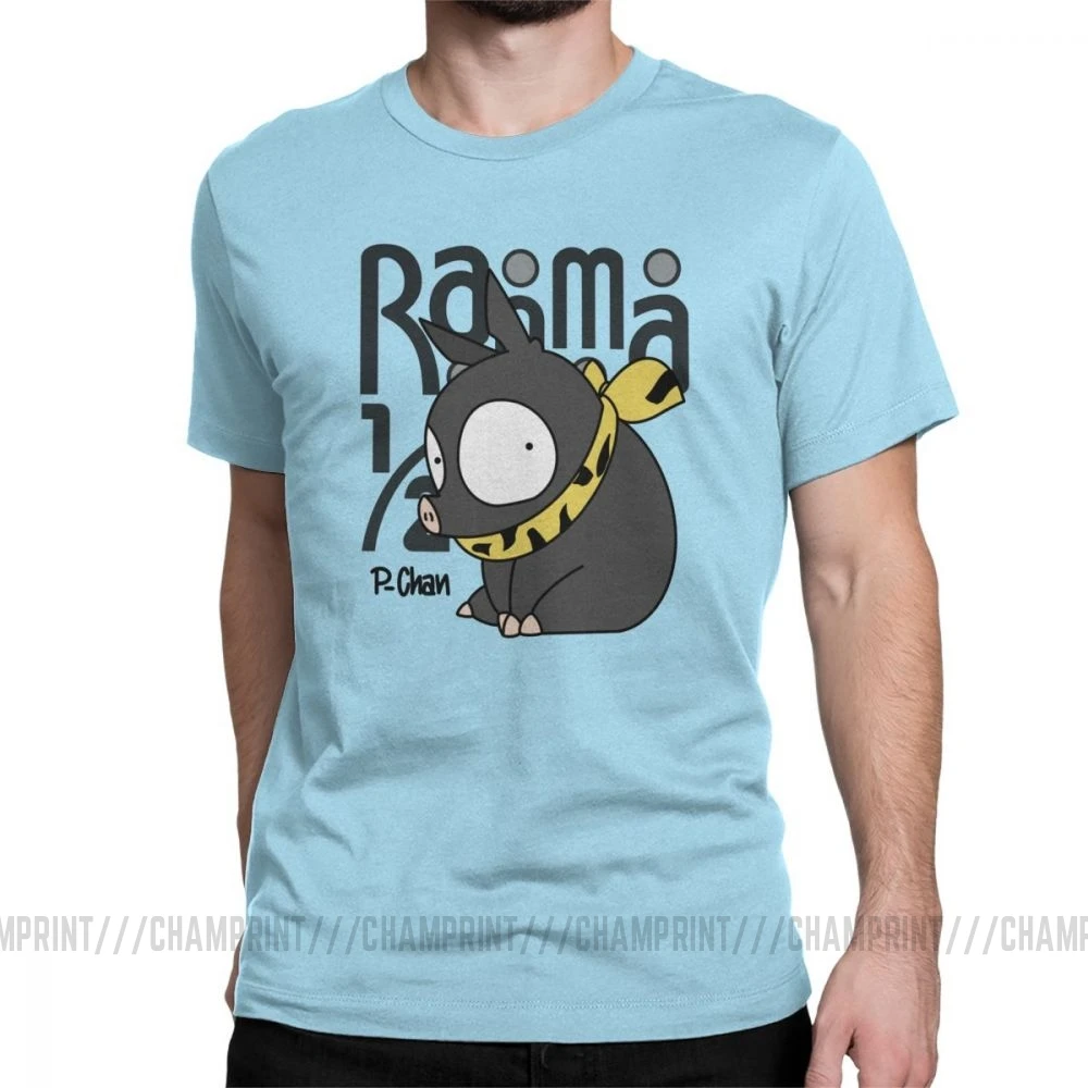 Men's P Chan Ranma 12 T Shirt Anime Akane P Chan Rumiko Martial Japanese Pig Cotton Short Sleeve Tees Birthday Present T-Shirt - Цвет: Небесно-голубой