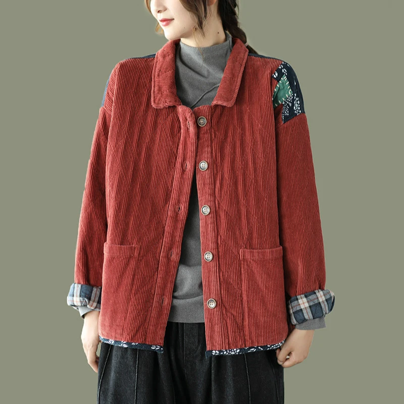 Женская Вельветовая куртка Max LuLu винтажная Повседневная большого размера с