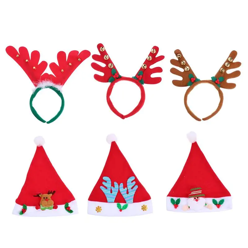 

6pcs Christmas Antler Hair Clasps Xmas Children Hats Cartoon Party Headpiece