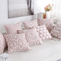 nordic style thick cushion cover fashion pink embroidery geometric pillow cover 45cm45cm home office cushion cover car pillows