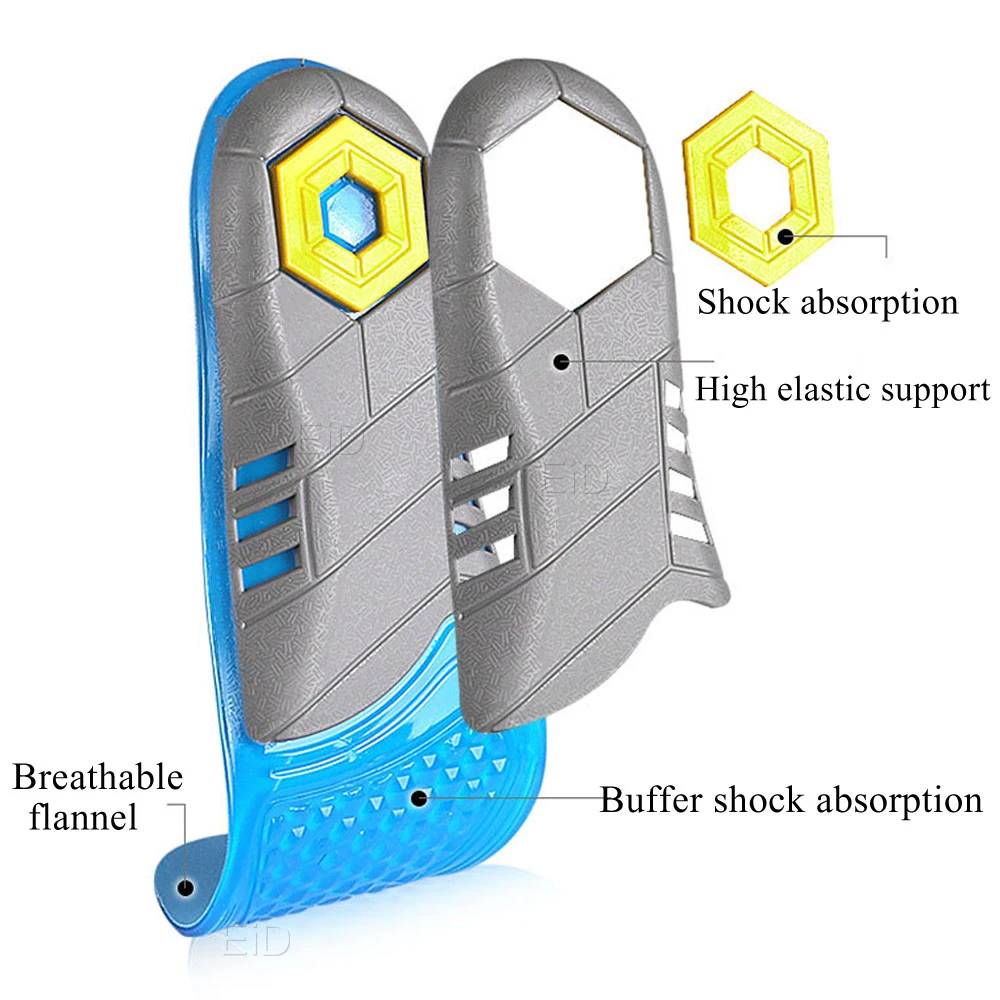 EiD Silicone Insoles sport Orthopedic Soles Non-Slip Gel Mattress Massaging Insole Shock Absorption Pads For man women Foot Care