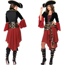 Ataullah Female Caribbean Pirates Captain Costume Halloween Role Playing Cosplay Suit Medoeval Gothic Fancy Woman Dress DW004