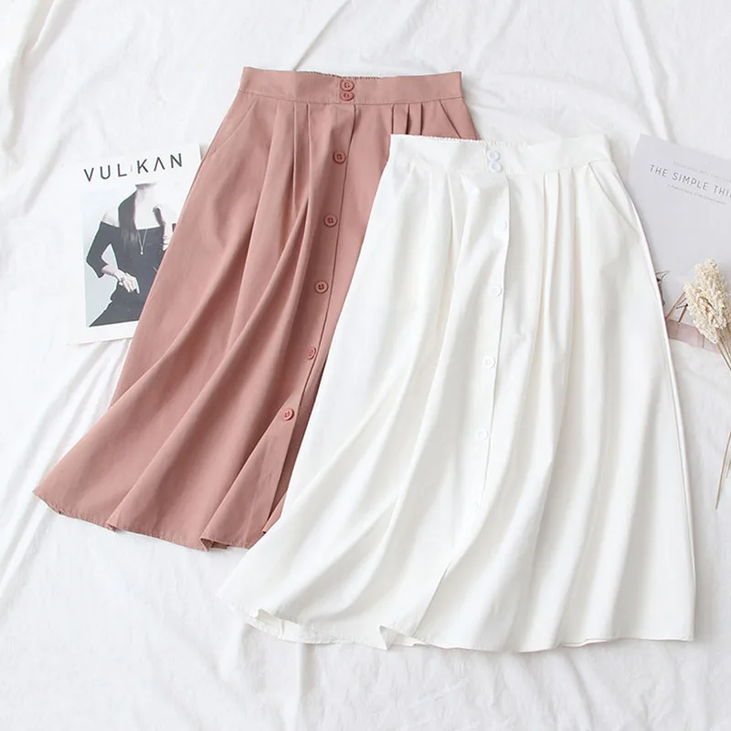 Женская летняя хлопковая юбка для девочек элегантная однотонная Весенняя