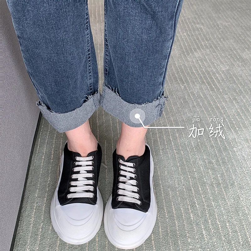 

JXMYY Fall winter fashion new products plus fleece stretch jeans curled straight tube trousers