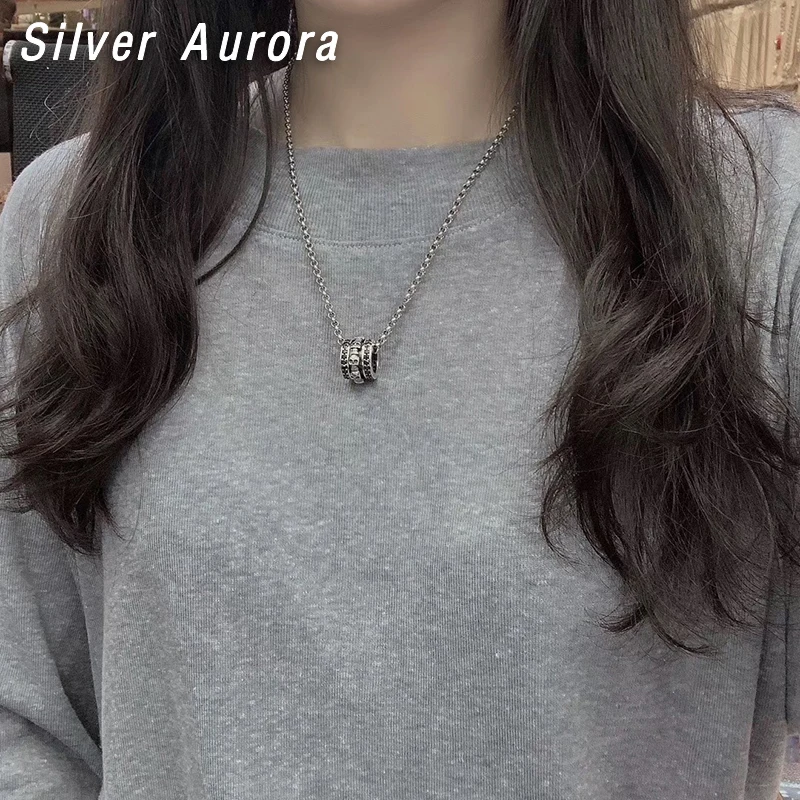 Твердые 925 Серебряный Череп круглый кулон ожерелье MS винтажный готический в