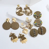 aensoa geometric handmade foil polymer clay earrings vintage irregular metal long dangle drop earrings for women jewelry gifts