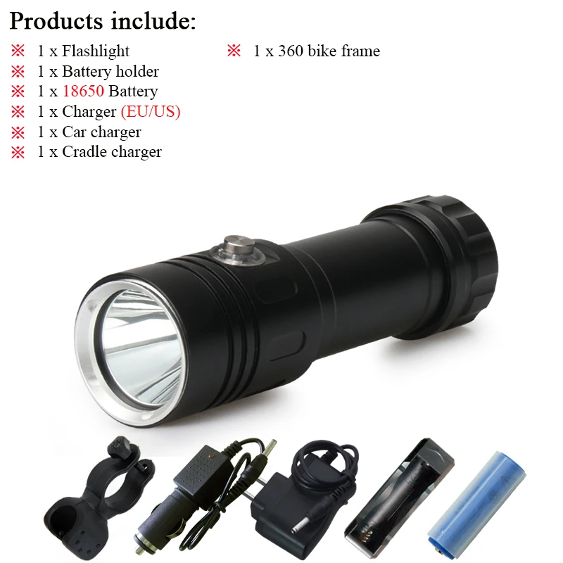 GHQ402C1 50 м Diver подводные фонари Дайвинг фонарик светодиодный фонарь подводный свет XM-L2 перезаряжаемый 26650or18650 батарея водонепроницаемая лампа - Испускаемый цвет: GHQ402C1