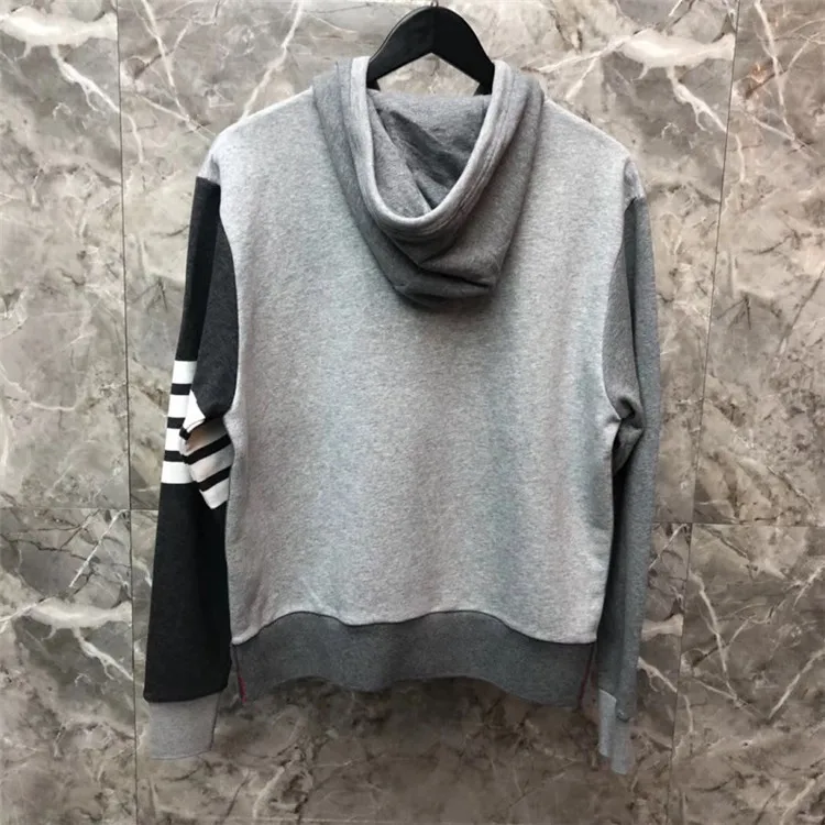 

TB 2021 Fashion THOM Brand hooded Men Sweatshirts Hoodies Patchwork Casual Sportswear Coat Panelled Pullovers Men's Clothing