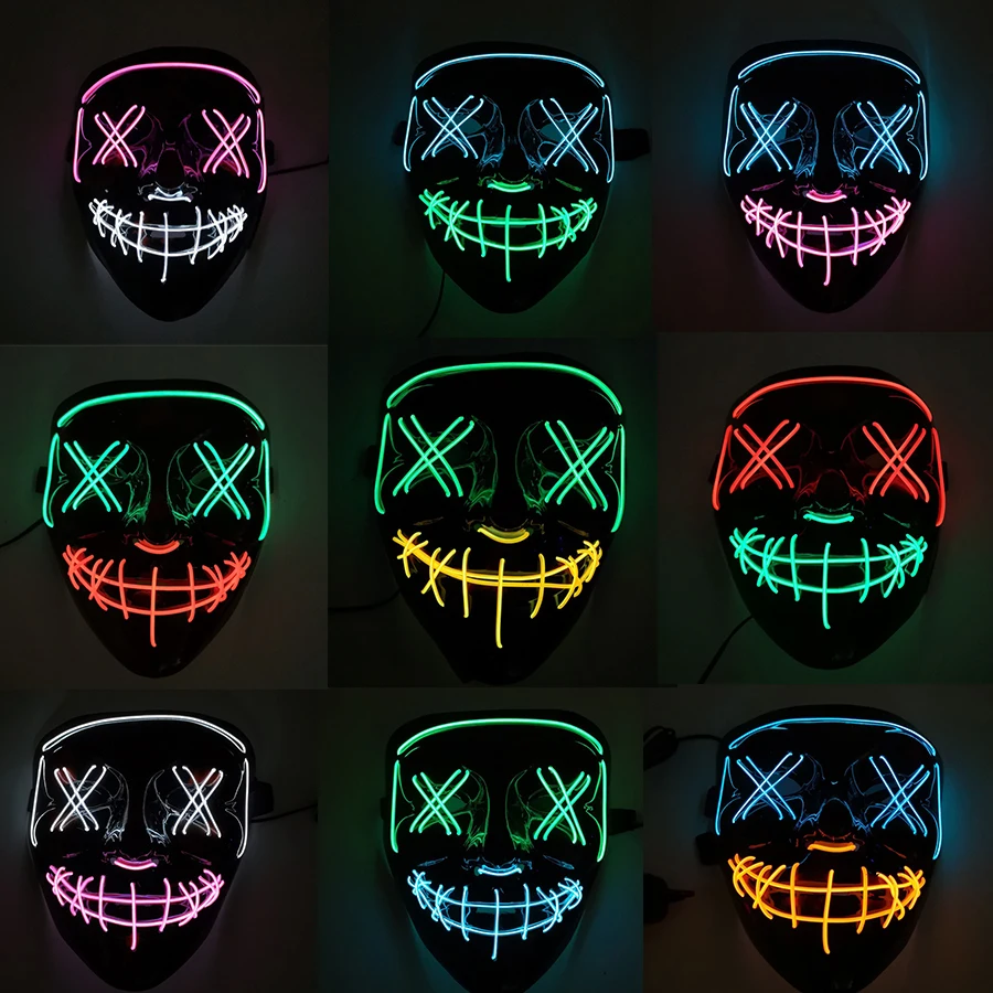 

Светодиодная Маска «Судная ночь» на Хэллоуин, маска на выбор, костюм, светящаяся маска для DJ вечерние, светящаяся в темноте смешная маска дл...